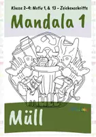 Vorschau - Mal- und Bastelvorlagen - Müll-Mandala für die Grundschule – Ausmalbild zu Recycling & Umweltschutz (Klasse 2–4) - Seite 1