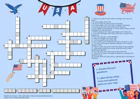 Vorschau - Arbeitsblätter - USA Crossword Puzzle Kreuzworträtsel inklusive Kartenarbeit - Seite 1