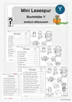Vorschau - Arbeitsblätter - Buchstabeneinführung Y I Mini Lesespur - Deckblatt