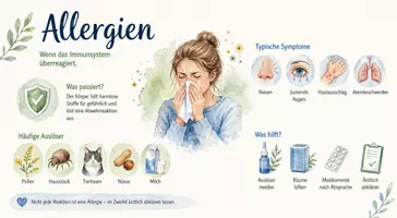 Vorschau - Arbeitsblätter - AB mit Fragen zum Thema "Allergien" + Lösungsblatt + Infografik - Seite 1