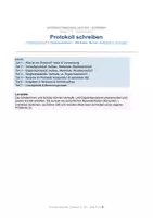 Vorschau - Arbeitsblätter - Protokoll schreiben – Klasse 7/8 | Verlaufsprotokoll & Ergebnisprotokoll | Konjunktiv I, Musterprotokolle, Aufgaben & Lösungen - Deckblatt