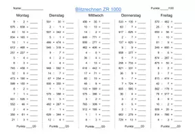 Vorschau - Arbeitsblätter - Blitzrechnen ZR1000 - Grundschule - Deckblatt