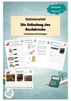 Vorschau - Stationenlernen - Die Erfindung des Buchdrucks – Stationenarbeit inkl. Lösungen (Klasse 6/7) - Deckblatt