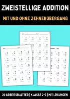 Vorschau - Arbeitsblätter - Zweistellige Addition mit und ohne Zehnerübergang | 20 Arbeitsblätter | Klasse 2-3 | mit Lösungen - Deckblatt