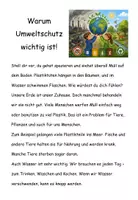 Vorschau - Unterrichtsreihen - Umweltschutz. Lesetexte mit Fragen (Klasse 3/4). Müll, Plastik, Wasser & Strom sparen - Seite 1