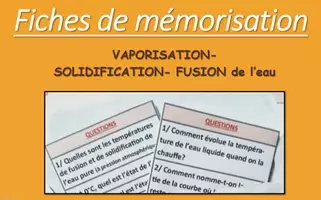 Aperçu - Apprentissages en autonomie - Fiches cours de mémorisation VAPORISATION et SOLIDIFICATION/ FUSION - Page 1