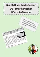 Vorschau - Arbeitsblätter - Sun Belt USA - Arbeitsblatt Geographie I Lage, Wirtschaft, Standortfaktoren (inkl. Lösungen) - Deckblatt