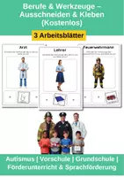 Vorschau - Arbeitsblätter - Berufe Werkzeuge Ausschneiden Kleben Kostenlos - Deckblatt