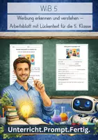 Vorschau - Arbeitsblätter - Werbung erkennen und verstehen – Arbeitsblatt mit Lückentext für die 5. Klasse (WiB) - Deckblatt