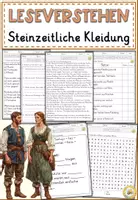 Vorschau - Arbeitsblätter - Steinzeitliche Kleidung - Lesen und Verstehen Arbeitsblätter mit Lesetext, Fragen - Deckblatt