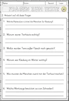Vorschau - Arbeitsblätter - Steinzeitliche Kleidung - Lesen und Verstehen Arbeitsblätter mit Lesetext, Fragen - Seite 3