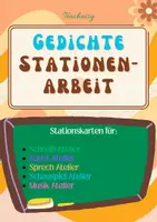 Vorschau - Stationenlernen - Gedichte kreativ entdecken - Stationenarbeit für die Grundschule - Deckblatt