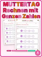 Vorschau - Arbeitsblätter - Rechenraupe Muttertag Rechnen mit ganzen Zahlen Klasse 3-4 - Deckblatt