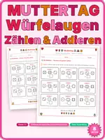 Vorschau - Arbeitsblätter - Muttertag Mathe Würfelaugen Zählen & Addieren ZR 20 Klasse 1-2 - Deckblatt