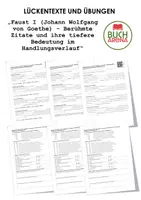 Vorschau - Arbeitsblätter - Faust I (Johann Wolfgang von Goethe) - Berühmte Zitate und ihre tiefere Bedeutung im Handlungsverlauf (Lückentext und Übungen) - Deckblatt