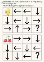 Voorbeeld - volg de weg in het rooster thema fruit en groenten - Pagina 1