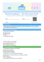 Vorschau - Stundenentwürfe - Beobachtungsbogen zum Video: Der Demokratie-Check - Deckblatt