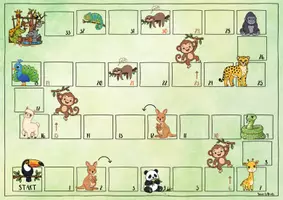 Vorschau - Stationenlernen - 🦥 Zootiere Brettspiel wilde Tiere Würfelspiel Sommer zählen - Seite 1