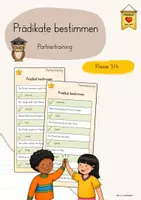 Vorschau - Stationenlernen - Prädikate bestimmen | Partertraining | Satzglieder | Klasse 3/4 - Deckblatt