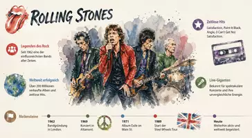 Vorschau - Arbeitsblätter - Arbeitsblätter zum Thema "Rolling Stones" (Lückentext, Hörverstehen) + Lösung & MP3 + Mindmap + Infografik - Seite 1