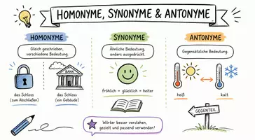 Vorschau - Arbeitsblätter - Arbeitsblatt "Homonyme, Synonyme & Antonyme" + interaktive Lösung & MP3 + Mindmap + Infografik - Seite 1
