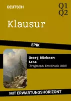 Vorschau - Arbeitsblätter - Klausur: Georg Büchner – Lenz (Eröffnungsszene: Gang durchs Gebirge) inkl. EWH - Deckblatt