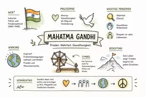 Vorschau - Arbeitsblätter - Arbeitsblätter zum Thema "Mahatma Gandhi" + Lösung & MP3 + Mindmap + Infografik - Seite 1