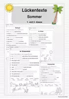 Vorschau - Arbeitsblätter - Lückentexte im Sommer I 1. und 2. Klasse - Deckblatt