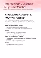 Vorschau - Arbeitsblätter - Spanish Arbeitsblatt Aufgaben zu Muy vs Mucho - Deckblatt