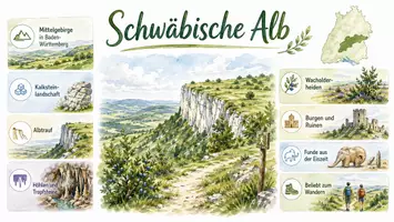 Vorschau - Arbeitsblätter - Arbeitsblätter zum Thema "Schwäbische Alb" + Lösung & MP3 + Mindmap + Infografik - Seite 1