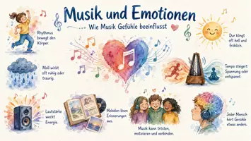 Vorschau - Arbeitsblätter - Arbeitsblatt "Musik und Emotionen - Wie Musik Gefühle beeinflusst" + interaktive Lösung & MP3 + Mindmap + Infografik - Seite 1