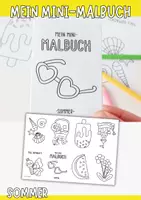 Vorschau - Mal- und Bastelvorlagen - Sommer Mini-Malbuch basteln - 8 Seiten aus einem A4-Blatt - Deckblatt