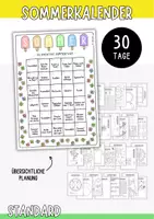 Vorschau - Mal- und Bastelvorlagen - Sommerkalender für Kinder - 30 Tage KOMBI (Standard & Extra leicht) - Seite 1