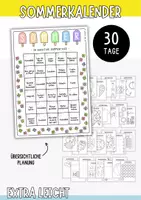 Vorschau - Mal- und Bastelvorlagen - Sommerferien-Kalender - 30 Tage (Extra leicht) - Deckblatt