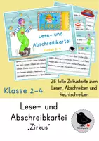 Vorschau - Arbeitsblätter - Lesen und Abschreiben Kartei Zirkus - Deckblatt