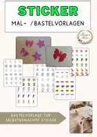Vorschau - Mal- und Bastelvorlagen - Bastelvorlage für selbstgemachte Sticker - mit Anleitung, editierbare - Seite 1