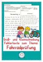 Vorschau - Arbeitsblätter - Groß- und Kleinschreibung. Kartei: Fahrradprüfung - Deckblatt