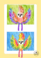 Vorschau - Mal- und Bastelvorlagen - Sommer - Papagei mit beweglichen Beinen basteln - Kunst Grundschule Klasse 1 und 2 - Seite 1
