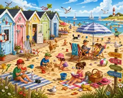 Vorschau - Stundenentwürfe - Wimmelbild Strandurlaub - Rechtschreiben im Sommer - differenzierter Abschreibtext - Seite 1