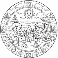 Vorschau - Mal- und Bastelvorlagen - Mandala Sommerferien - Seite 1