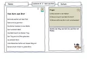 Vorschau - Arbeitsblätter - Getreide Klasse 2 Vom Korn zum Brot | Lesetexte differenziert mit Lösungen - Seite 3