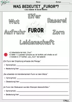 Vorschau - Arbeitsblätter - Arbeitsblätter zur Lektüre „Furor“ - Deckblatt