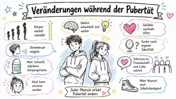 Vorschau - Arbeitsblätter - AB mit Fragen zum Thema "Veränderungen während der Pubertät" + Lösungsblatt + Mindmap + Infografik - Seite 1
