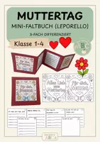 Vorschau - Mal- und Bastelvorlagen - Muttertag Geschenk: Faltbuch (Leporello) (Kl. 1-4, diff.) - Deckblatt