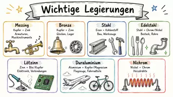 Vorschau - Arbeitsblätter - Arbeitsblätter zum Thema "Welche wichtigen Legierungen gibt es?" + Lösung & MP3 + Mindmap + Infografik - Seite 1