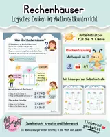 Vorschau - Arbeitsblätter - Zahlenhäuser bis 10: Rechenhäuser lernen (inkl. Erklärung). - Deckblatt