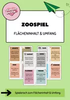 Vorschau - Spiele - Zoospiel zu Flächeninhalt & Umfang - Deckblatt
