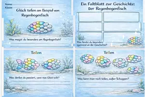 Vorschau - Stundenentwürfe - Glück teilen am Beispiel vom Regenbogen Fisch von Marcus Pfister, zum selbst Gestalten. - Seite 2
