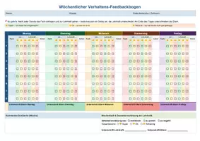Vorschau - Arbeitsblätter - Feedbackbogen Verhalten – tägliche Selbst- & Fremdeinschätzung mit Smiley-System für die ganze Woche - Verstärkerplan - Seite 1