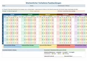 Vorschau - Arbeitsblätter - Feedbackbogen Verhalten – tägliche Selbst- & Fremdeinschätzung mit Smiley-System für die ganze Woche - Verstärkerplan - Deckblatt